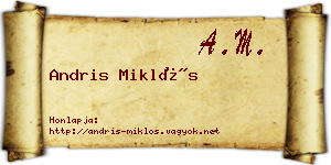 Andris Miklós névjegykártya